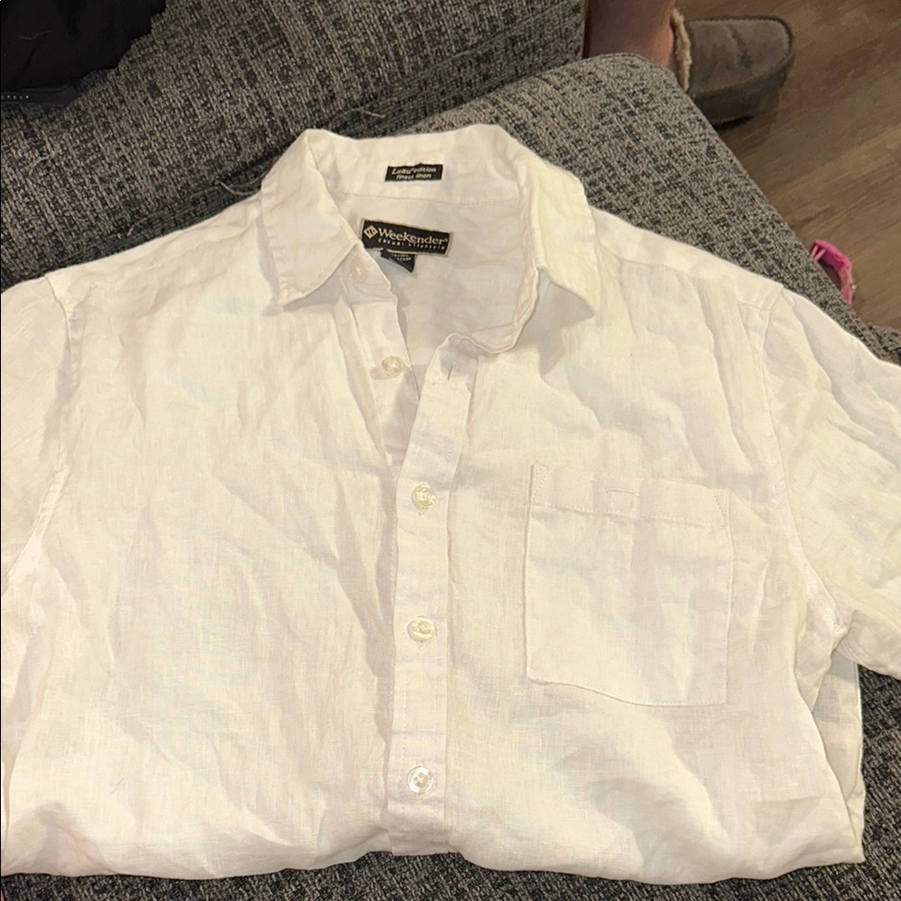 Weekenders White Casual Button Down Shirt